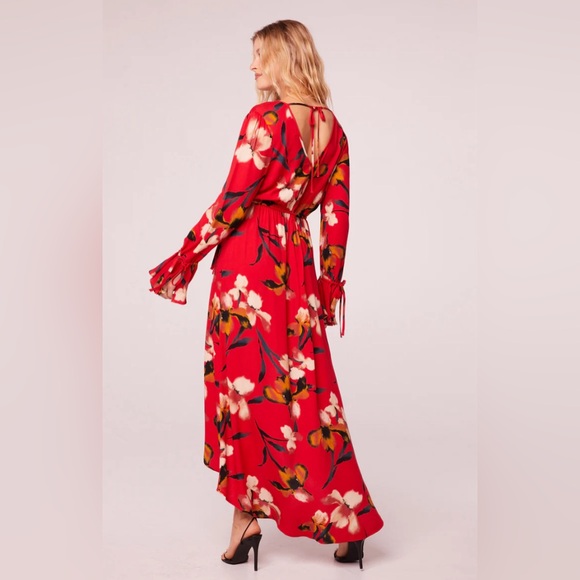 POLLY RED FLORAL WRAP MAXI DRESS - Picture 4 of 4